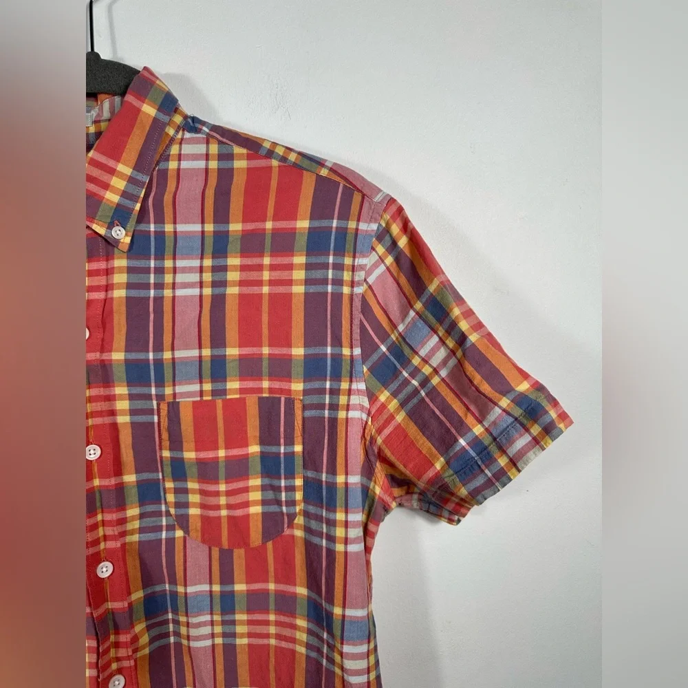 J.Crew Plaid Button Down Shirt Men’s Large Short Sleeve Classic Fit‎ Cotton